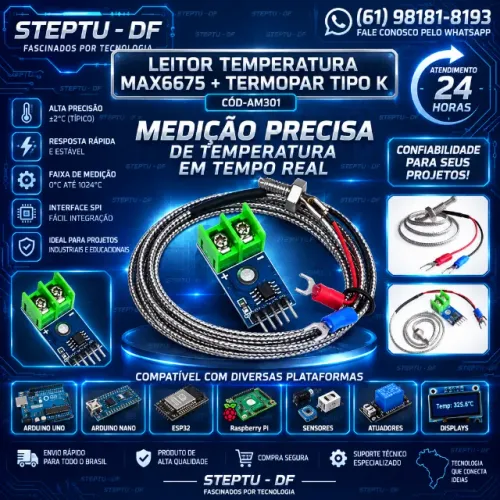 Módulo Leitor Temperatura Max6675 + Termopar Tipo K Arduino Automação Robotica COD-AM301