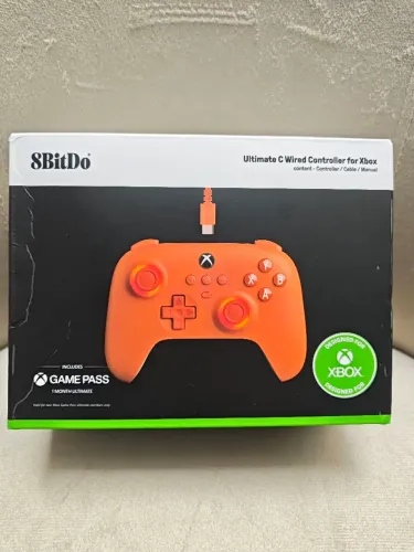 Controle 8BitDo Ultimate C Xbox Series X|S, One e PC - Laranja Hall Effect (Sem Drift)