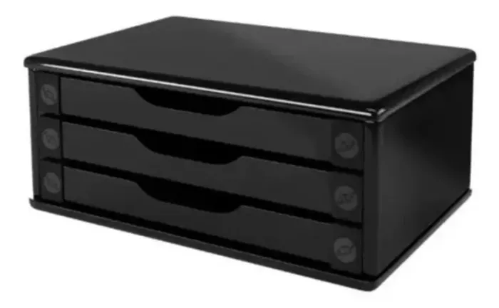 Suporte para Monitor Souza 3 Gavetas MDF Black Piano Ref. 3347