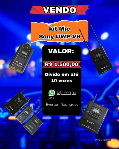 Kit Microfone Sem Fio Sony UWP-V6 ? URX-P2 + UTX-B2 + UTX-P1