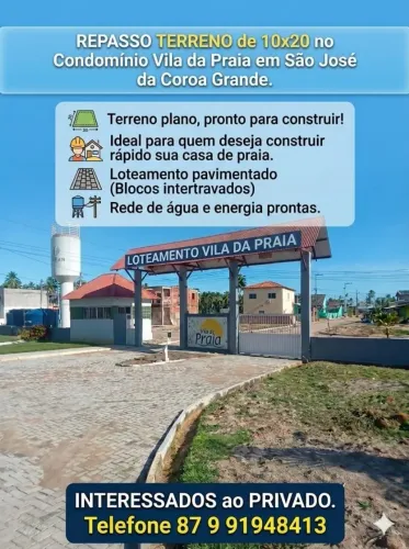 Repasso terreno em São José da Coroa grande.