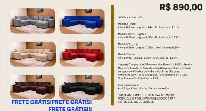 SOFÁ DE LUXO COM FRETE GRÁTIS: AQUI É UMA ATRÁS DA OUTRA!
