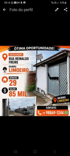 VENDE-SE CASA NO BAIRRO LIMOEIRO