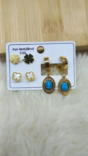 Cartela de brincos  banhado a ouro 24k antialérgico 