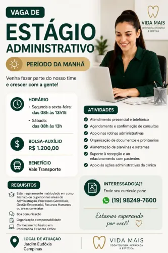 Vaga de Estágio Administrativo - Período da Manhã