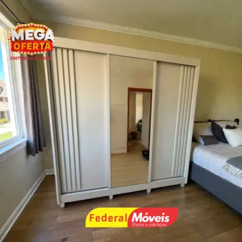Guarda Roupa 100% MDF c/ Espelho 4 Gavetas 3 Portas - Desconto Especial!