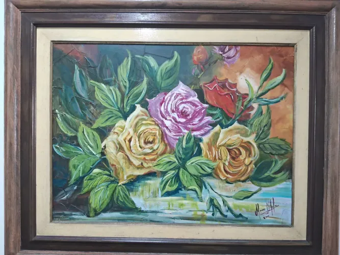 Quadro flores pintura óleo