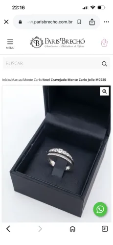 Anel Monte Carlo Joias em Prata e zircônia incolor
