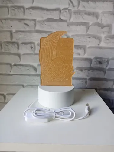 Luminária led 3D ursinho na lua usb decorativa | nova