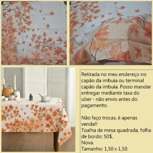Toalha de mesa quadrada 1,50x1,50 nova
