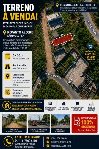 Terreno 5M x 20M Oportunidade