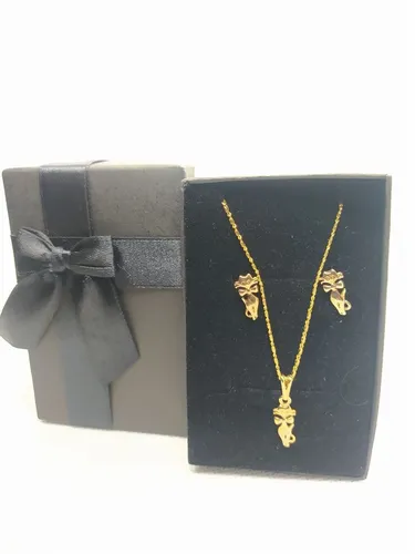Brinco + Colar com Pingente banhado a ouro 18k