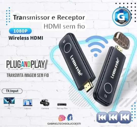 Transmissor E Receptor Hdmi Sem Fio De Vídeo 50 Metros 5g - Gtech