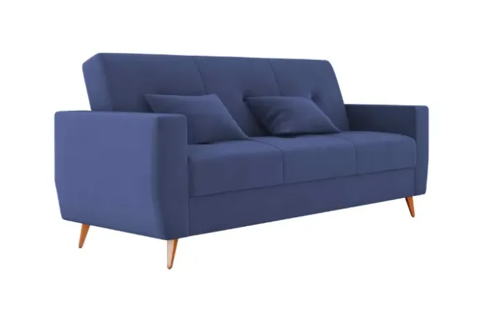 Sofá Cama Pâmela Veludo Azul Frete grátis Até 12 x