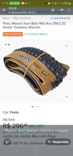 Pneu Maxxis Ikon Bike Mtb Aro 29x2.20 Kevlar Tubeless Marrom