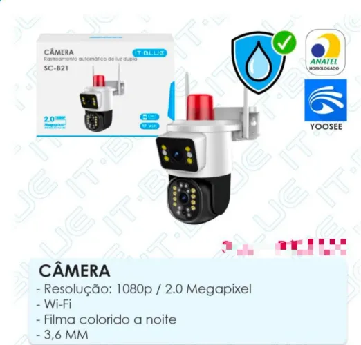 Câmera de Segurança Wi-Fi 1080p Full HD com Rastreamento Automático