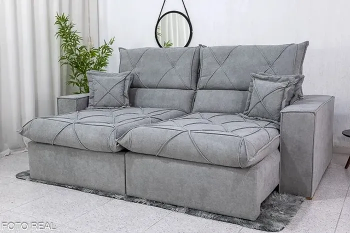 Sofá Retrátil Reclinável 2.50m Boucle Molas Ensacadas rf44 IMPERDÍVEL 