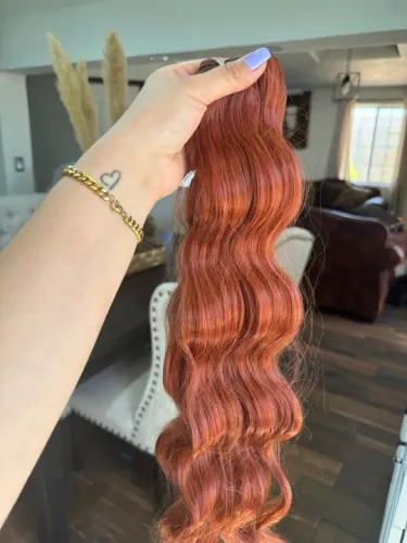 Cabelo humanizado (Bio Humano) na tela Ruivo acobreado 65cm 100g 