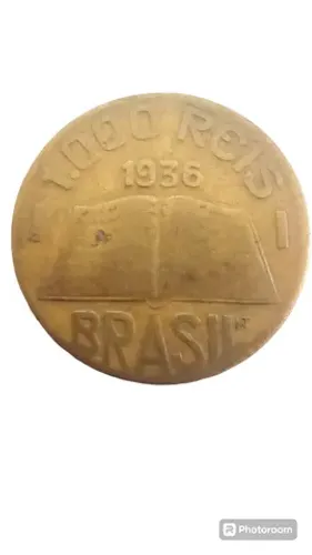 Moeda de 1000 mil réis bronze 1936 Anchieta.
