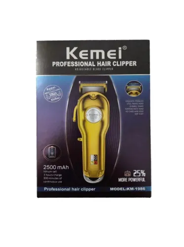 Máquina de Cortar Cabelo Kemei KM-1986 - Profissional - Dourada