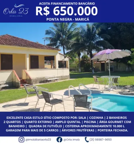 PONTA NEGRA/BANANAL, ORLA 23 IMOBILIÁRIA VENDE! CASA ESTILO SITIO