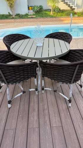 Mesa de jantar pra ambiente externo corda nautica trico aluminio
