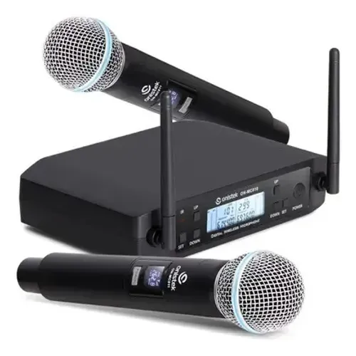 Kit Microfone Duplo Sem Fio ON-MC810 NOVO | UHF, Profissional