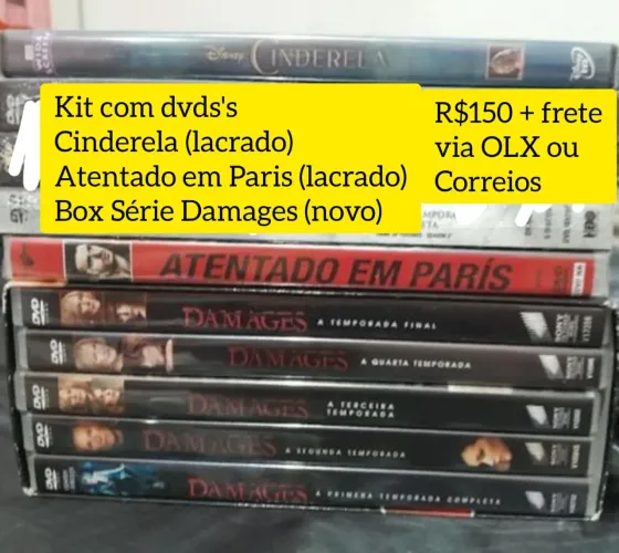 Kit com DVDs - Cinderela, Atentado em Paris e Damages complera