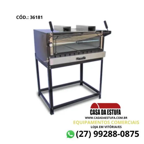 Forno Industrial Gás com pedra Refratária e Infravermelho 80 x 60 Cristal Aço