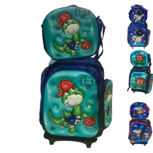 Kit Mochila Rodinha Infantil  Menino Lancheira Térmica Estojo Organizador