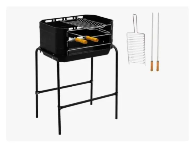 Churrasqueira Portátil Mini Grill Móvel Com Espetos E Grelha