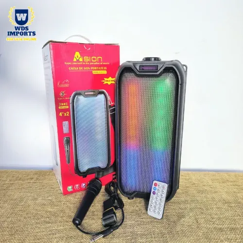 Caixa de Som Portátil Com Controle e Microfone