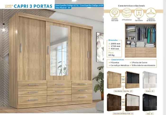 Guarda roupa Capri 3P