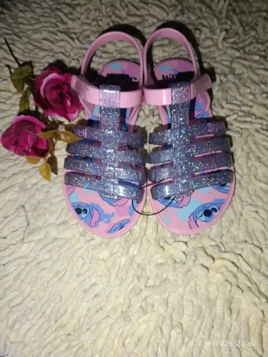 Sandália infantil Stitch Glitter Rosa - Tamanho 25.