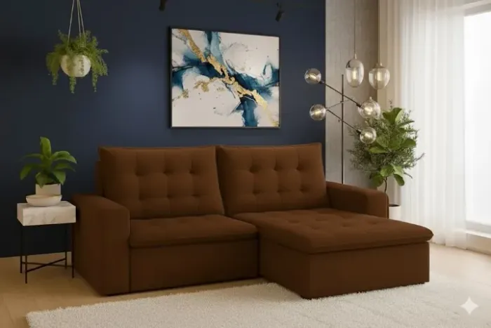 (PAGA SOMENTE NA ENTREGA) Sofá Retrátil e Reclinável Londres Marrom