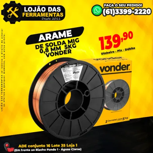 Arame de Solda Mig de 0,8 mm 5Kg Vonder