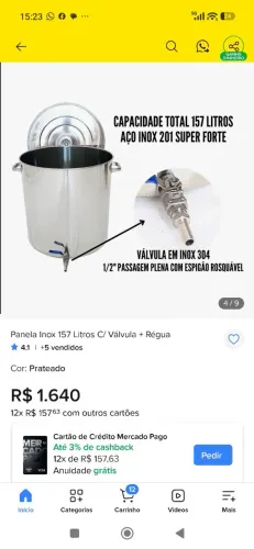 Panela cervejeira inox, oportunidade 