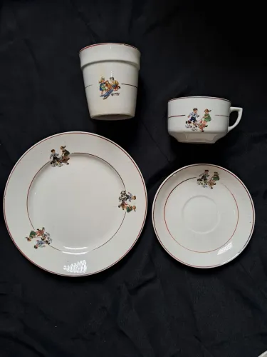Raro Conjunto Infantil Antigo Porcelana Porto Ferreira - Anos 50