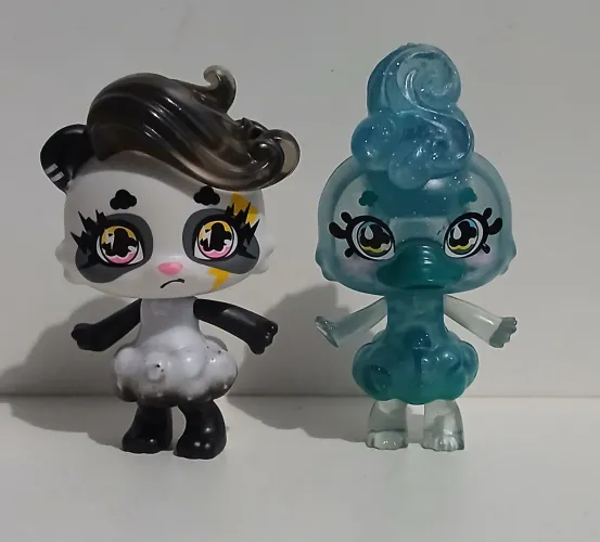 LOTE 2 DUPLA BONECOS MINIATURAS CLOUDEES SURLY PANDA WISTFUL PLATYPUS ORNITORRINCO MATTEL