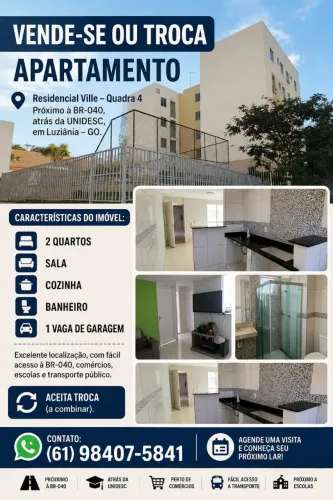 conquista residencial ville apt atrás da faculdade unidesc próximo a BR 040