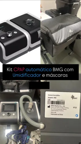 kit cpap automático bmc h60 + umidificador + máscara kit máscara