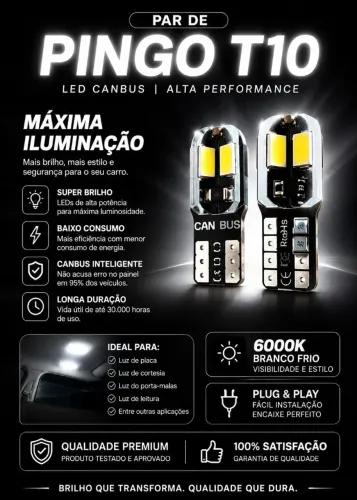 PAR PINGO T10 8 LEDS 6000K