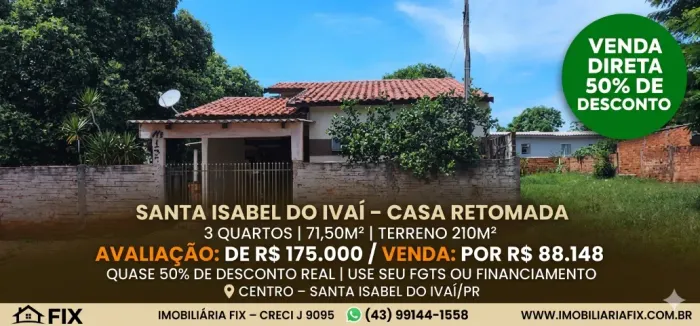 ? Pule o leilão: Imóvel com 3 quartos no Centro pela metade do preço!