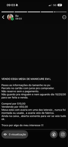Mesa em L manicure