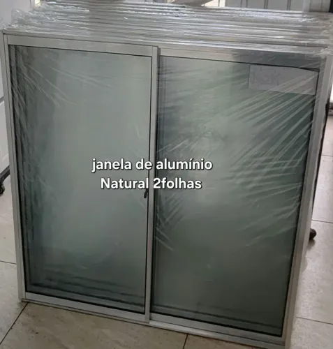Janela de Alumínio Natural 2 Folhas 100x100 cm