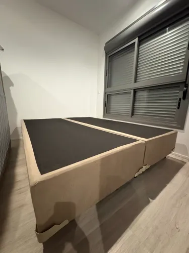 Box Cama Queen Bipartido Bege - Excelente Estado