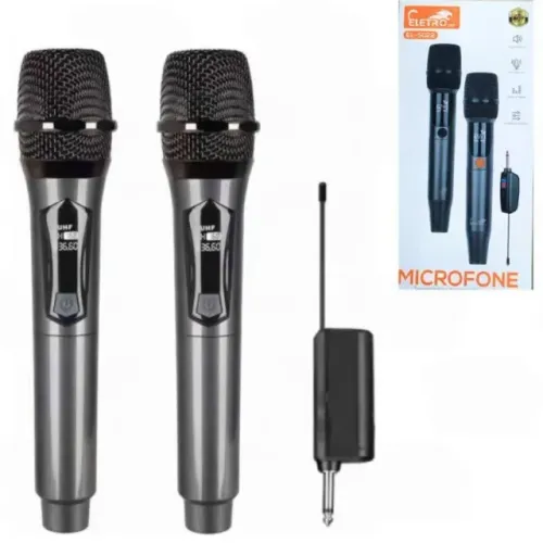 Kit 2 Microfones Sem Fio Eletromex EL-5021