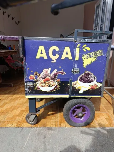 Carrinho ambulante para vender açaí, picolé, água, salada de frutas.