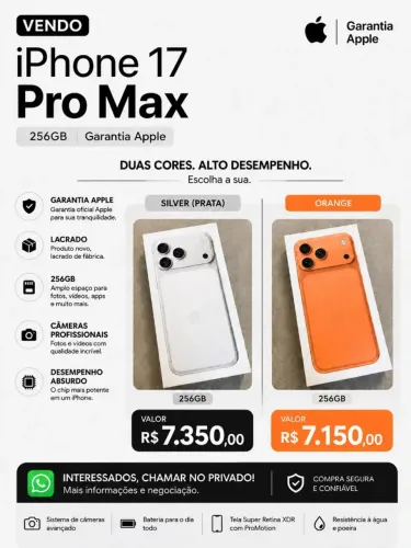 IPHONES 17 PRO MAX 256GB - LACRADOS, GARANTIA APPLE!