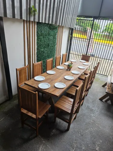 Mesa nova rústica para área gourmet área churrasco